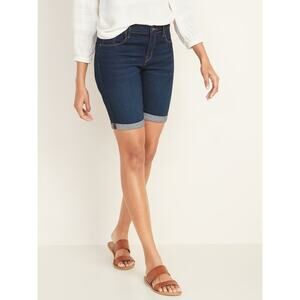 J Brand Jean Short Long Bermuda Size 26 5 Pocket Belted Mid Rise Stretch